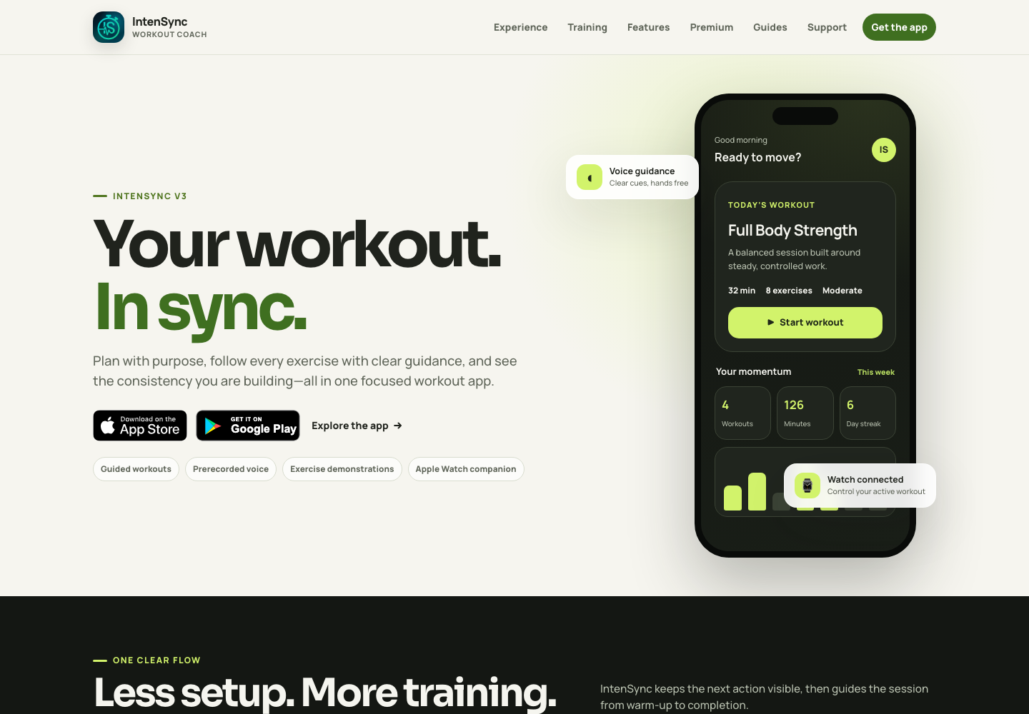 IntenSync V3 guided workout and fitness coaching website